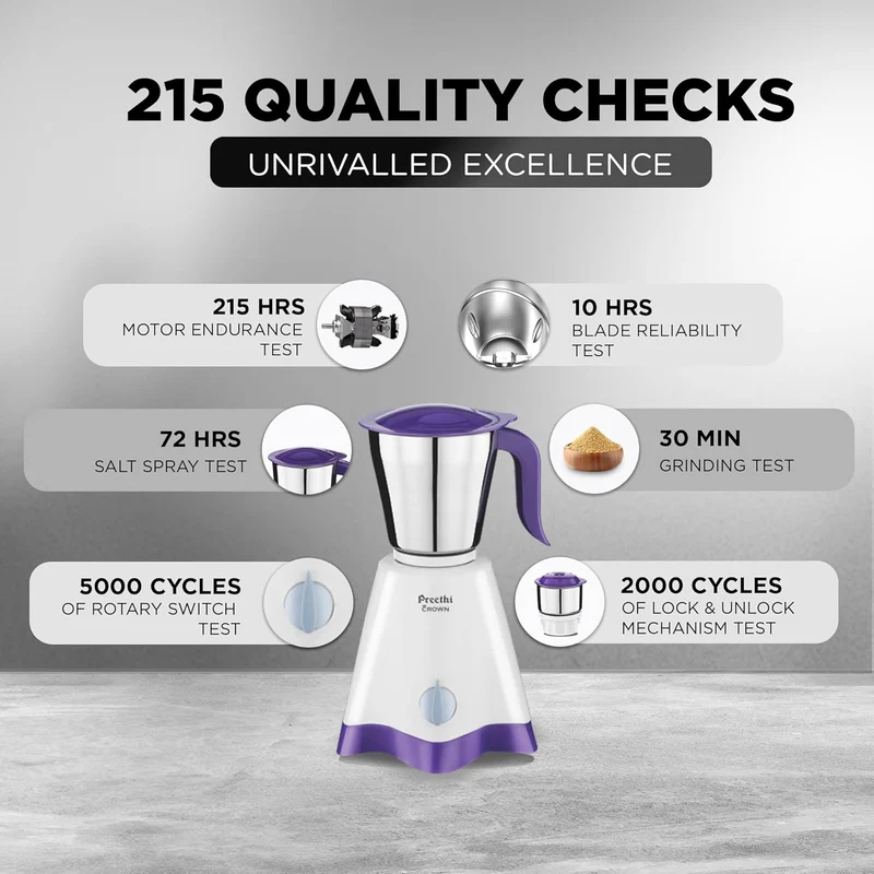 Preethi Crown Pro Mixer Grinder - 500W - 3 Jar (MG 254) - Image 4