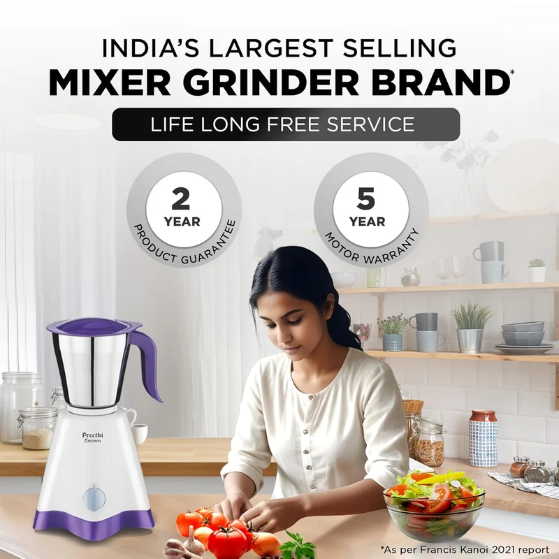 Preethi Crown Pro Mixer Grinder - 500W - 3 Jar (MG 254) - Image 5